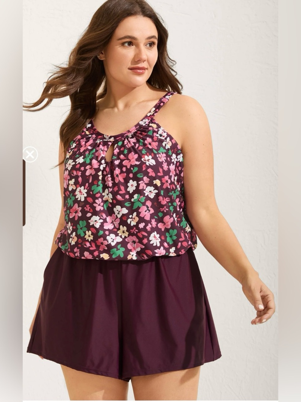 BloomChic Black One-Piece Swim Romper with Pink Floral Print NWT Size 12